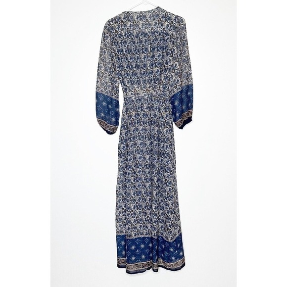 NWT Anthropologie BTFL Life Boho Wrap Maxi Dress V-Neck Womens Blue Size Small - Picture 2 of 5